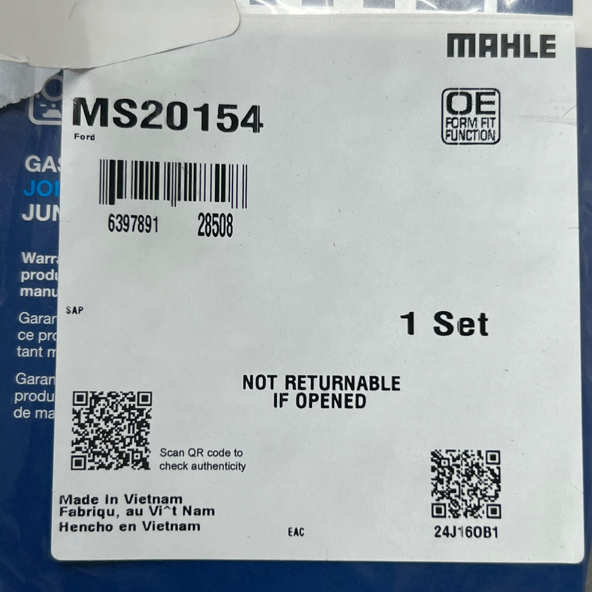 MAHLE Engine Intake Manifold Gasket For Ford MS20154