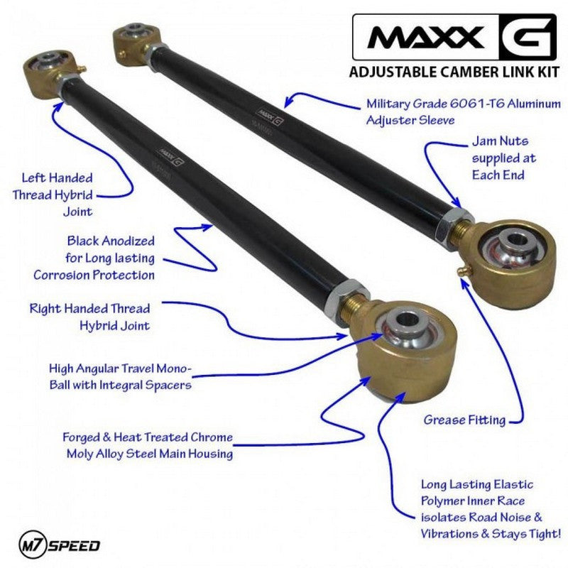 MAXX-G Adjustable Camber Links | Billet housing and high durometer urethane bushings | 2 Link Kit