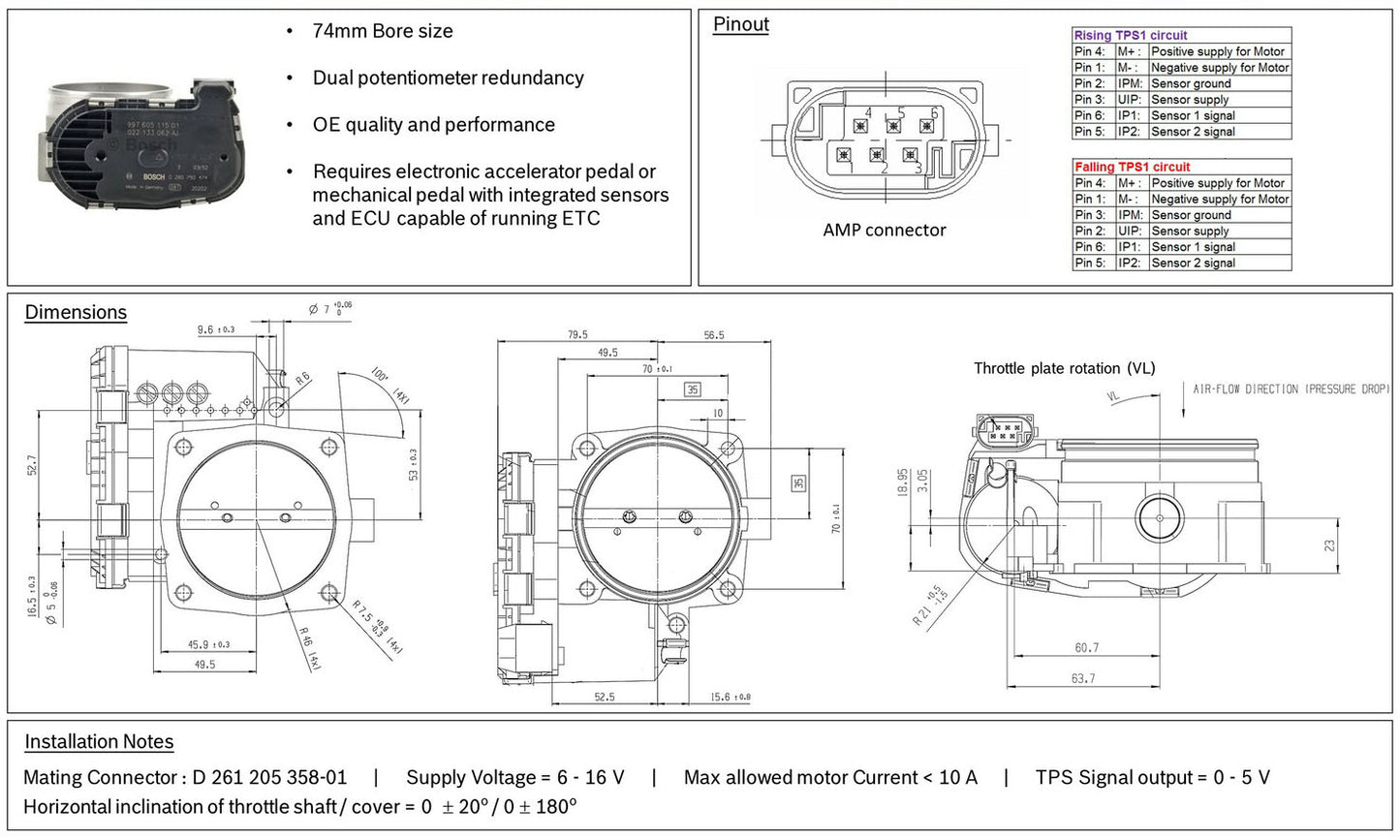 LINK ECU - Electronic Throttle Body Kit - 74mm (ETB74)