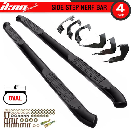 2005-2017 Toyota Tacoma Double Cab 4'' Oval Black Running Boards Steel