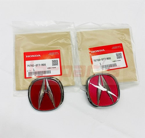 GENUINE HONDA ACURA 97-01 INTEGRA DC2 TYPE R FRONT & REAR RED EMBLEM SET OEM
