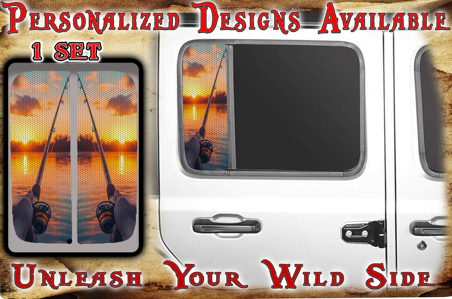 Side door window decal fishing 148