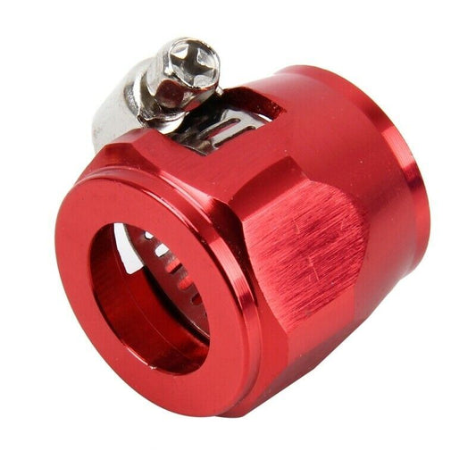 (2-PACK) AN8 AN-8 PUSH ON HOSE END COVER CLAMP RED ALUMINUM ANODIZED FITTING