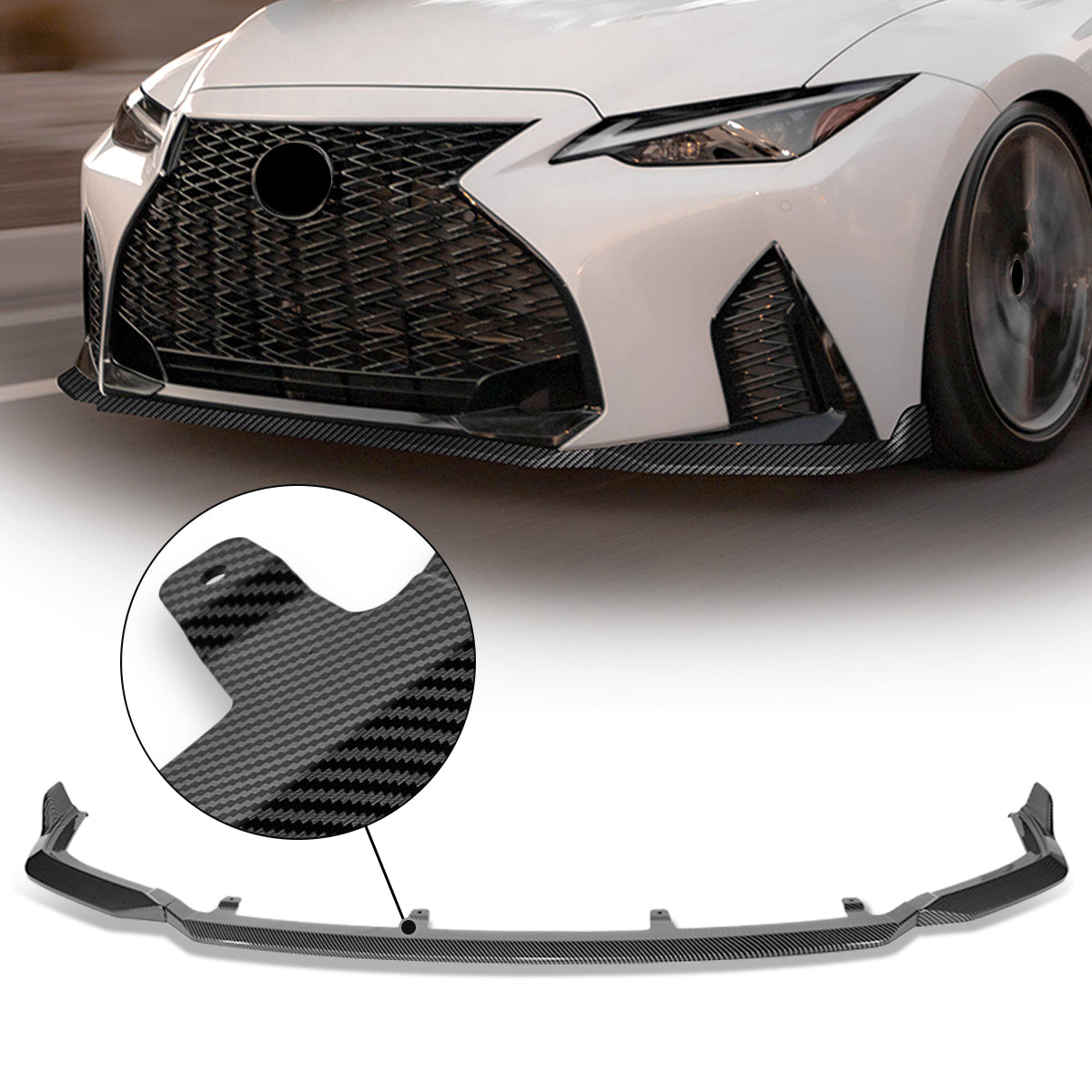 GEN PERFORMANCE 21-24 IS350 IS500 V-STYLE CARBON FIBER LOOK FRONT BUMPER LIP