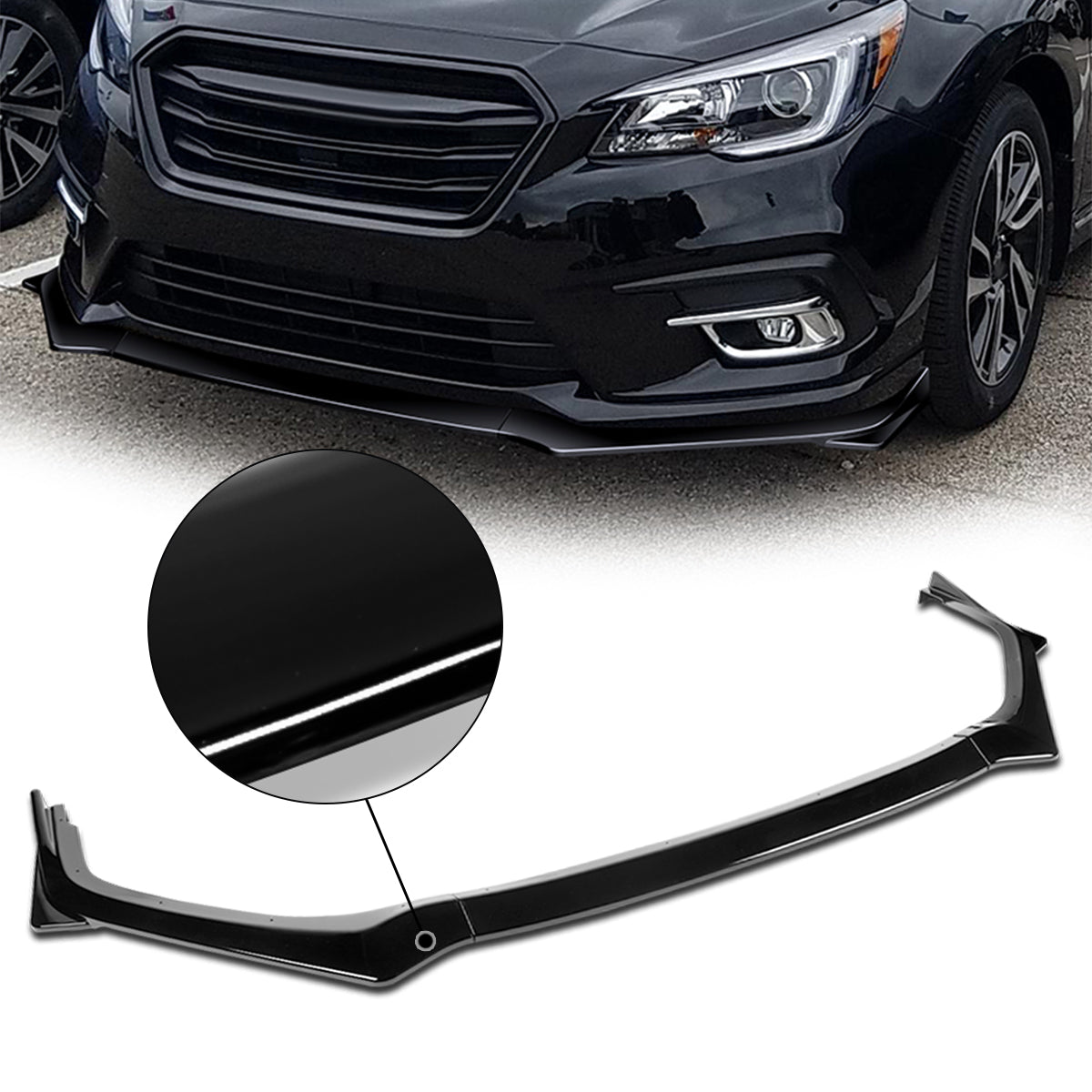 GEN PERFORMANCE 18-20 SUBARU LEGACY STI-STYLE PAINTED BLACK FRONT BUMPER SPOILER LIP