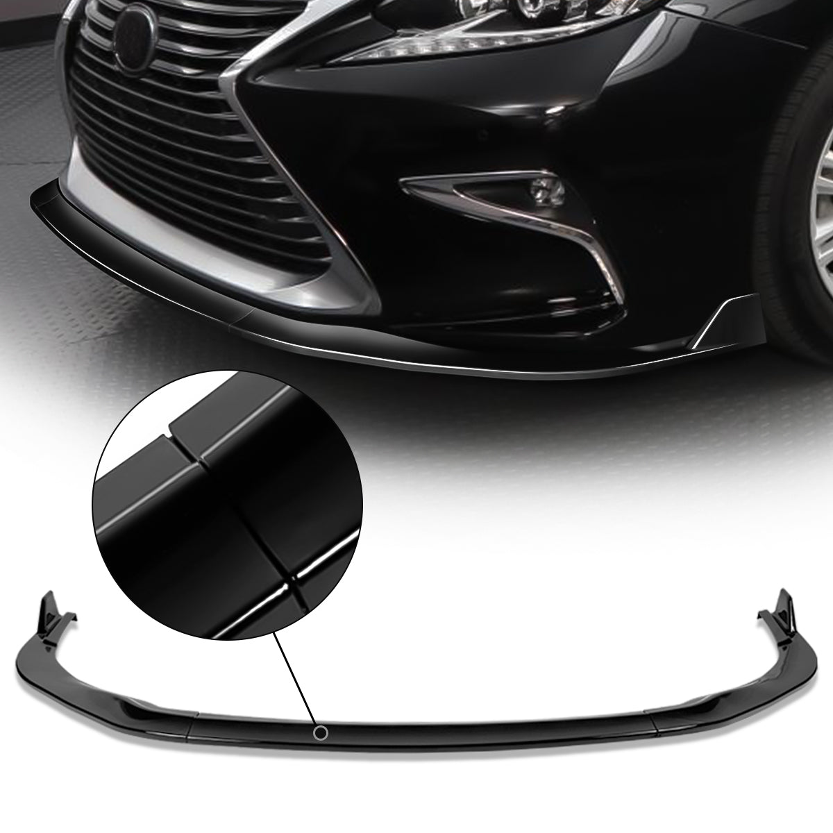 GENERAL PERFORMANCE 16-18 LEXUS ES300H ES350 SPORT STYLE GLOSSY BLACK FRONT BUMPER LIP