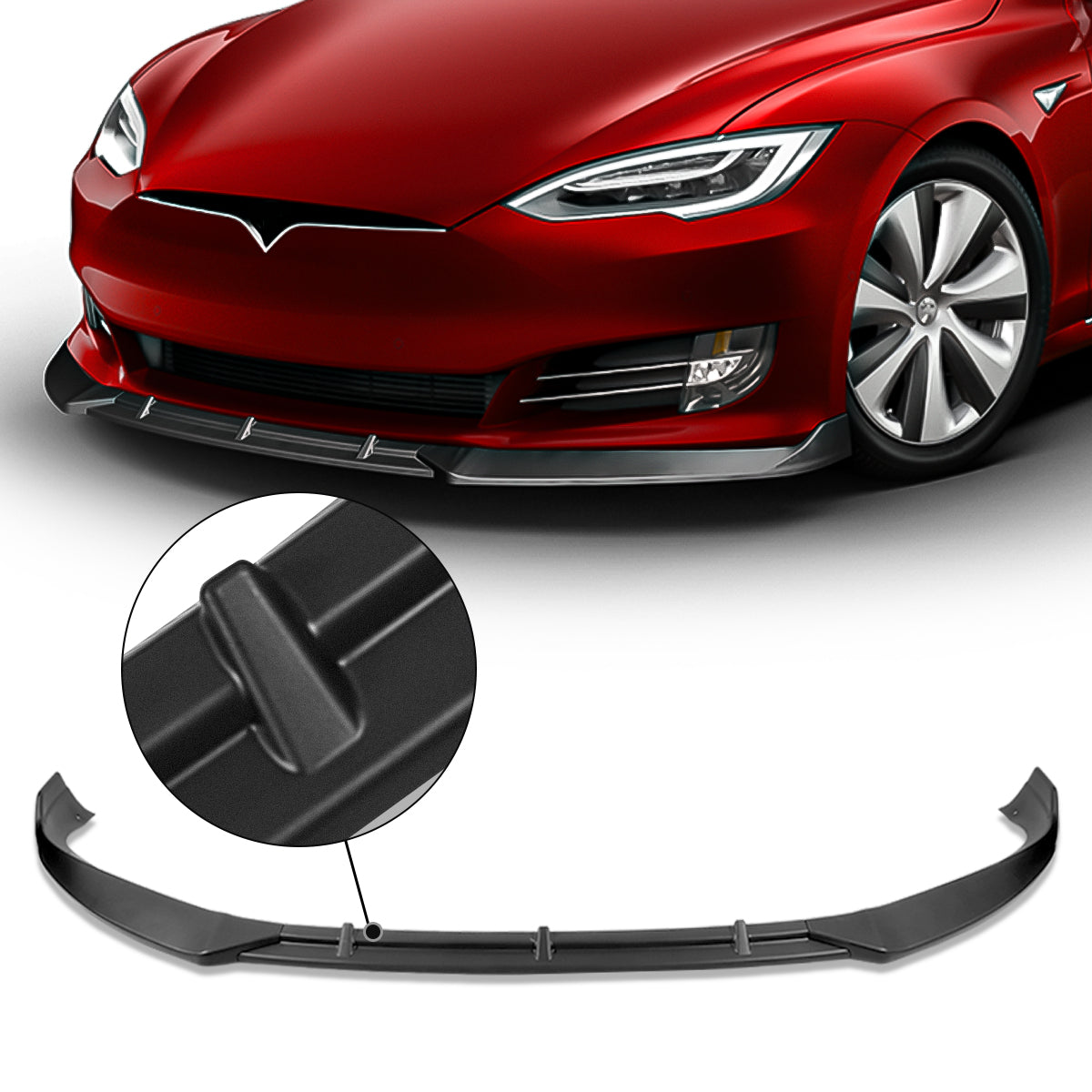 GEN PERFORMANCE 16-20 TESLA MODEL S STP-STYLE MATTE BLACK FRONT BUMPER SPOILER LIP