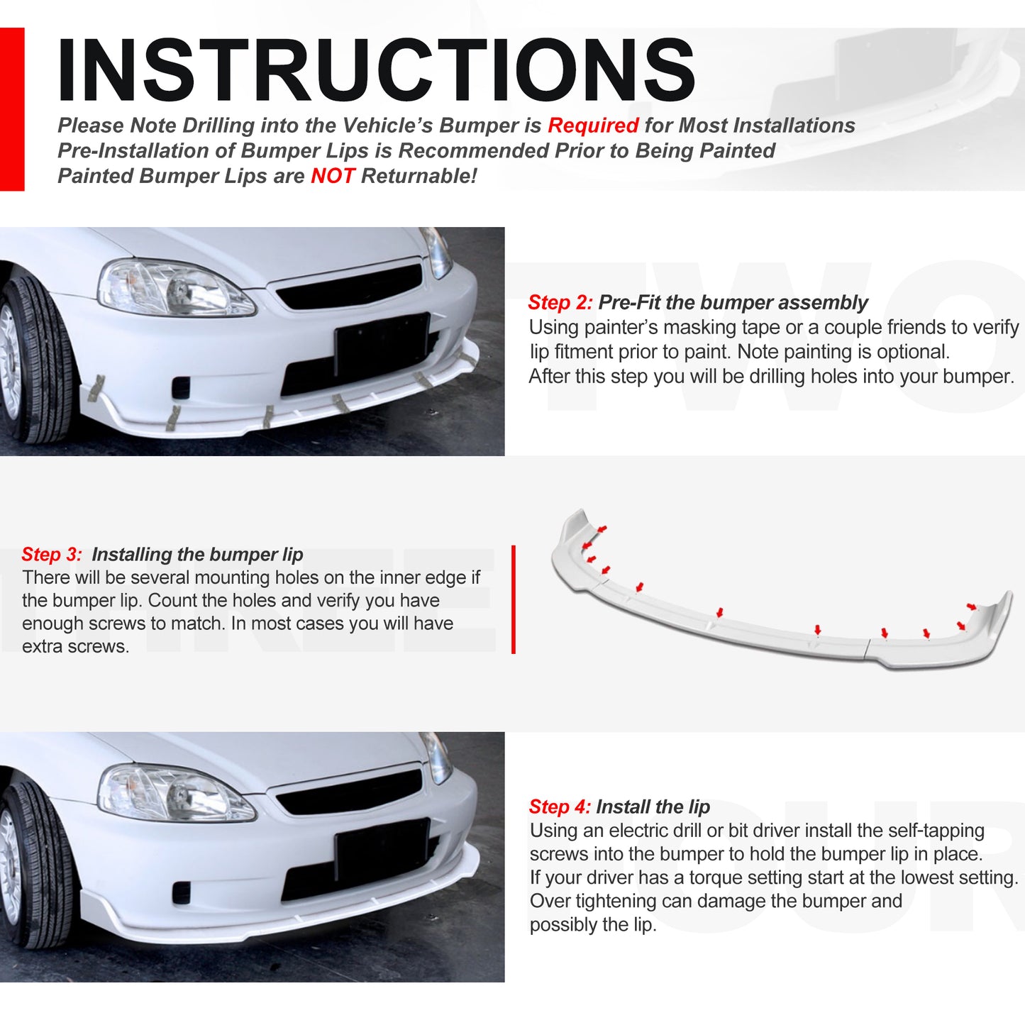GEN PERFORMANCE 18-20 SUBARU LEGACY STI-STYLE MATTE BLACK FRONT BUMPER LIP