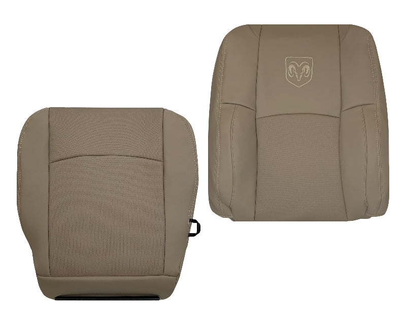 2009 - 2012 Dodge Ram 1500 2500 3500 Laramie Replacement Seat Cover in Light Pebble “Tan" With Perforated Inserts: Choose From Variants