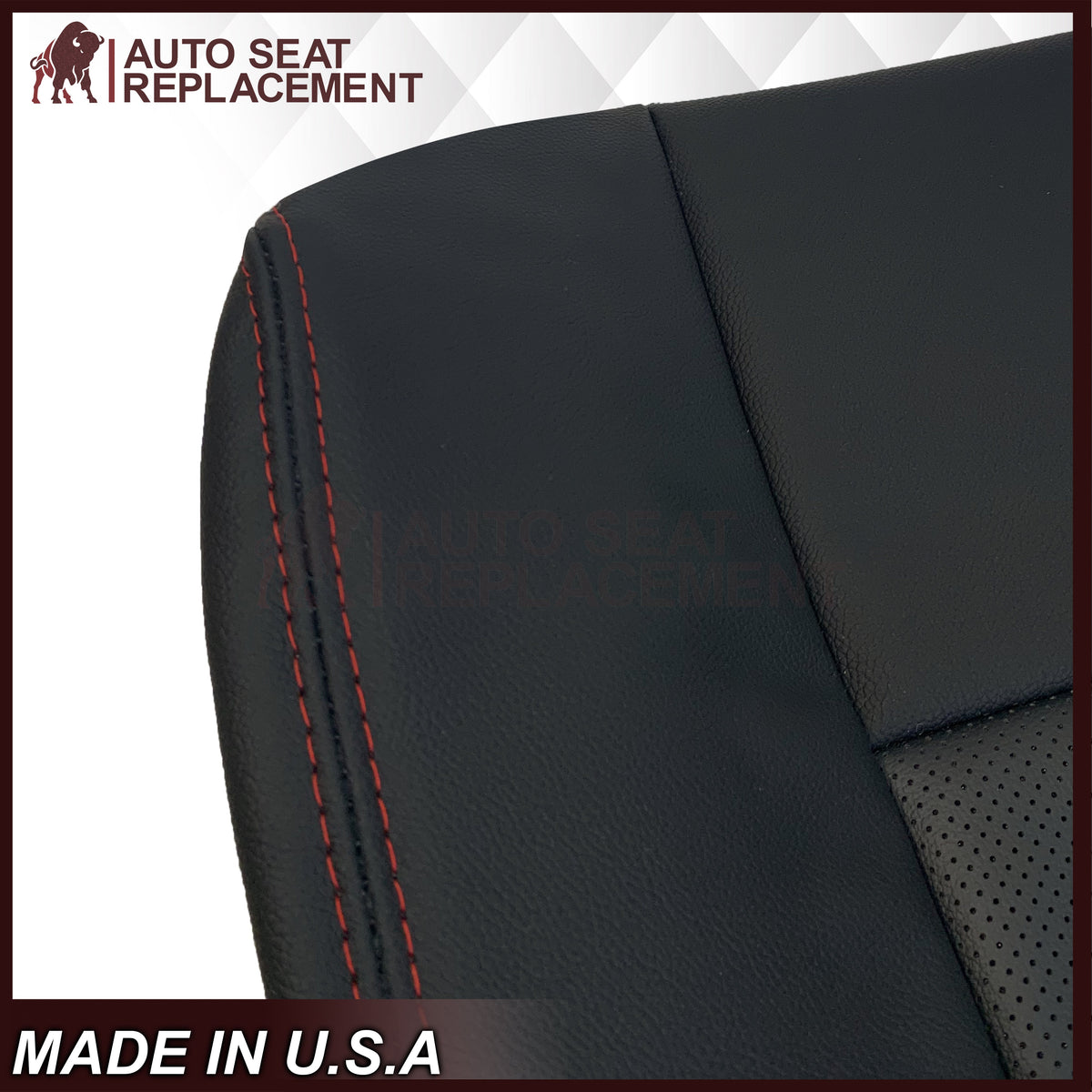 2008 - 2020 For Dodge Grand Caravan Front Pattern #2 Replacement Seat Cover W/ Red Stitching