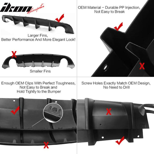 2015-2023 Dodge Charger SRT Rear Diffuser OEM Style Matte Black PP