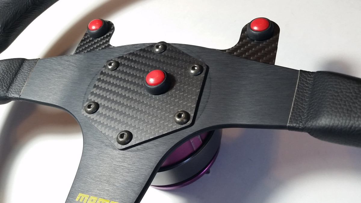CARBON FIBER Glossy Steering Wheel Horn Button Cover Plate W/ Button