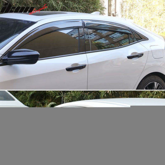 2017-2021 Honda Civic 10th Gen X HB5 Smoke/Tinted Window Visor Acrylic