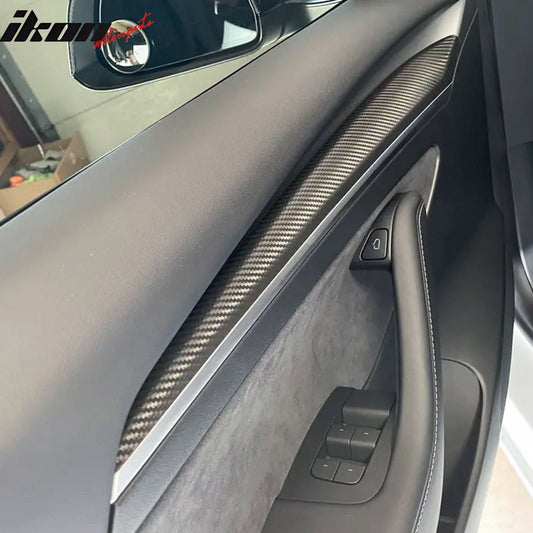 2021-2023 Tesla 3 23 Y Matte Carbon Fiber Center Front Door Panel ABS