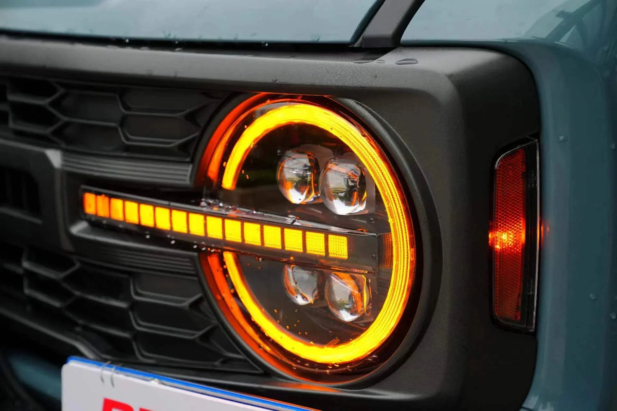 2021-2025 Ford Bronco Archaic Bi-LED Projector Headlights with White & Amber DRL