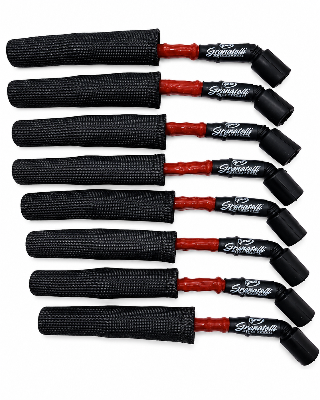 Granatelli GM LS & LT 0-Ohm 8" Red High-Temp Spark Plug Wires w/ Black Kevlar Boots – 28-1811HTRB
