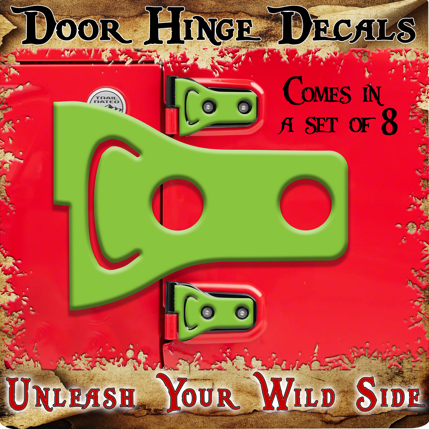 Green print Door hinge decals 28