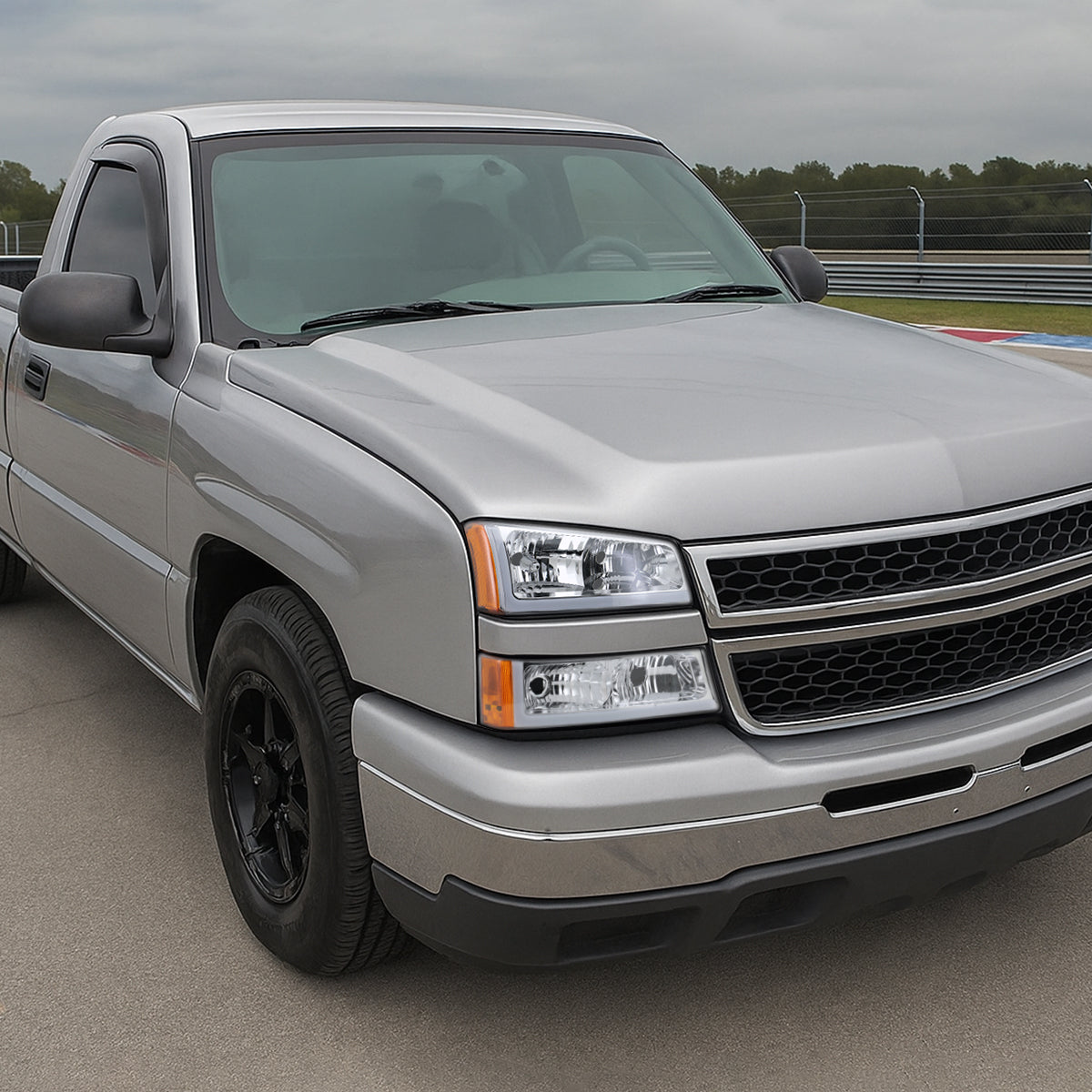 2003-2007 Chevrolet Silverado /2002-2006 Chevrolet Avalanche LED Bar Factory Style Headlights (Chrome Housing/Clear lens)