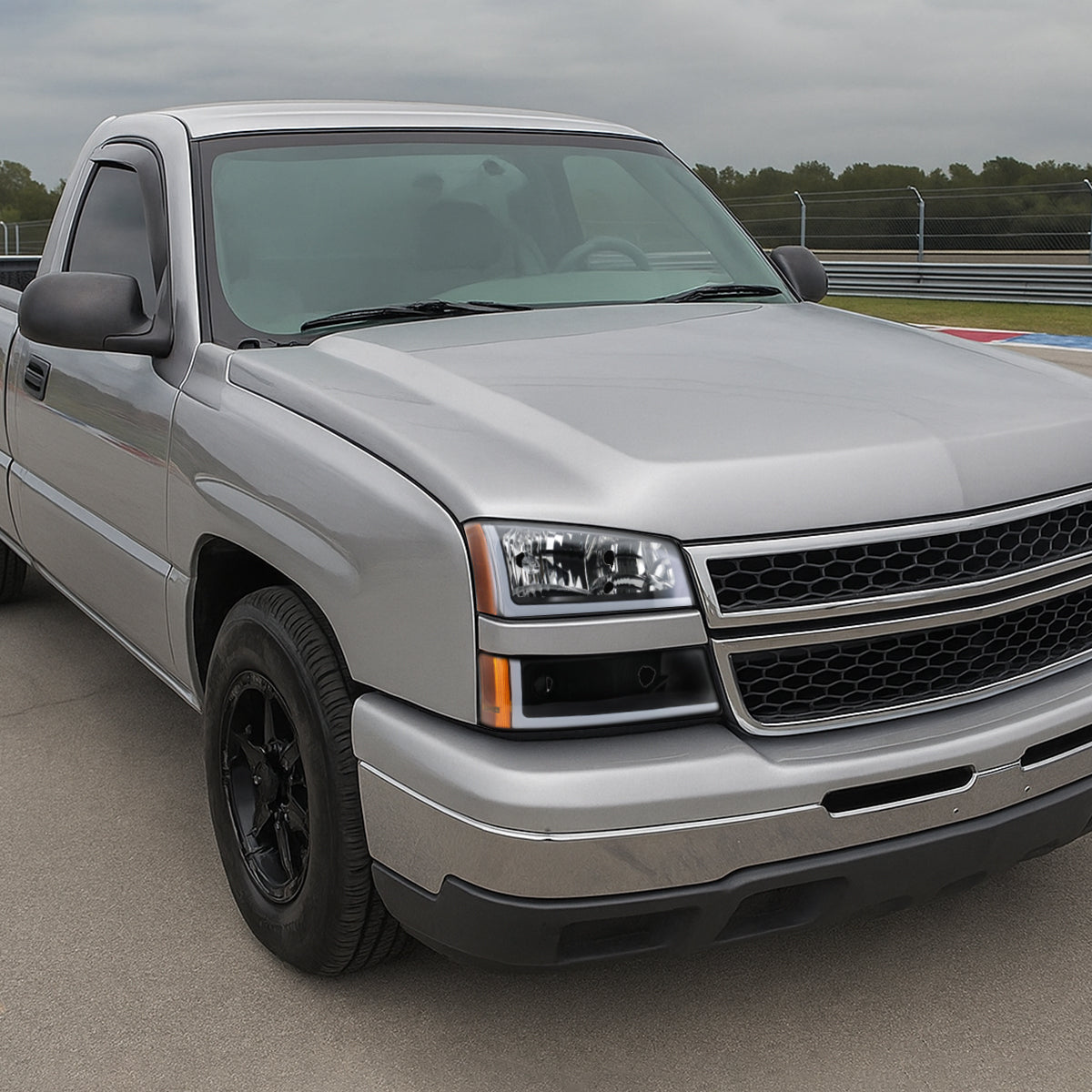 2003-2007 Chevrolet Silverado /2002-2006 Chevrolet Avalanche LED Bar Factory Style Headlights (Matte Black Housing/Clear lens)