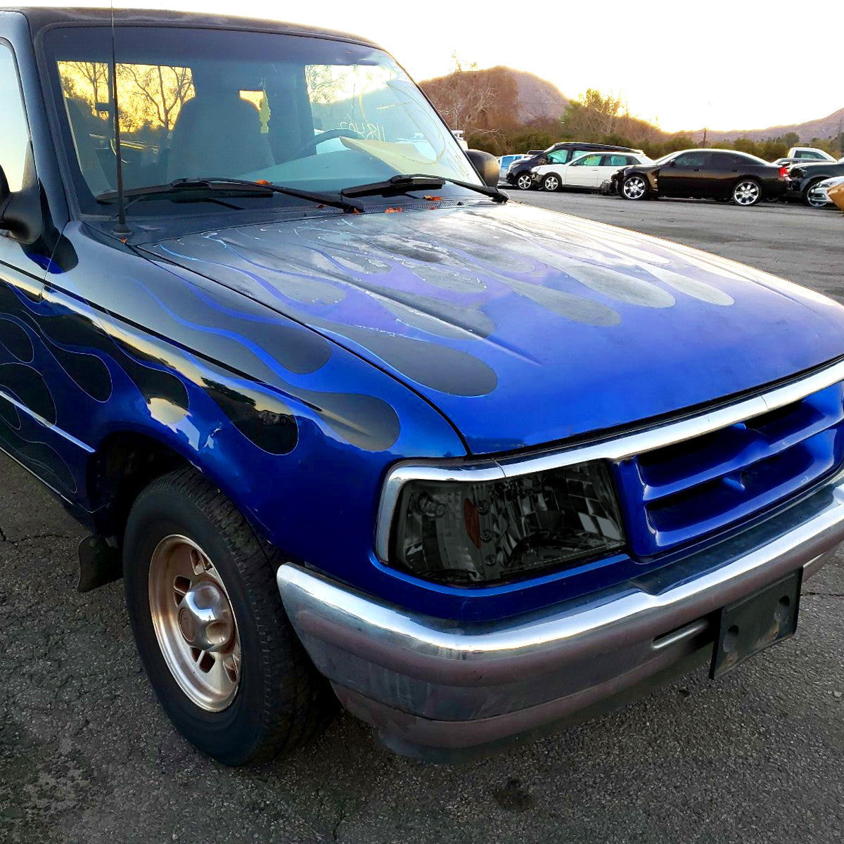1993-1997 Ford Ranger Factory Style V2 Headlights w/ Corner Lights (Chrome Housing/Smoked Lens)