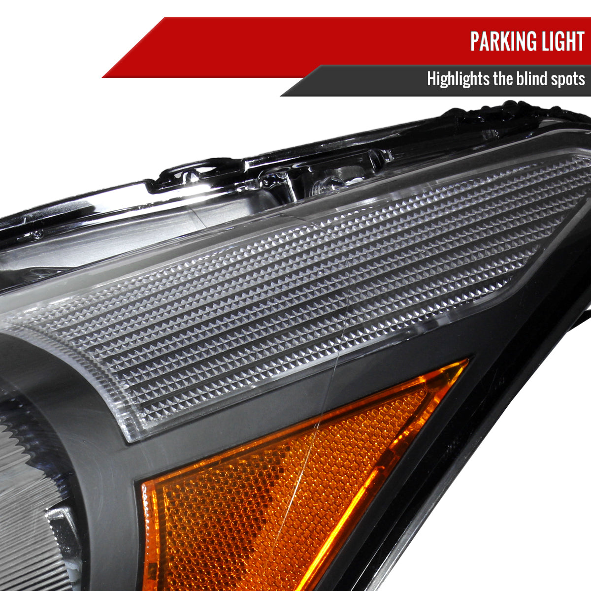 2008-2012 Honda Accord Sedan Factory Style Crystal Headlights w/ Amber Reflector (Matte Black Housing/Clear Lens)