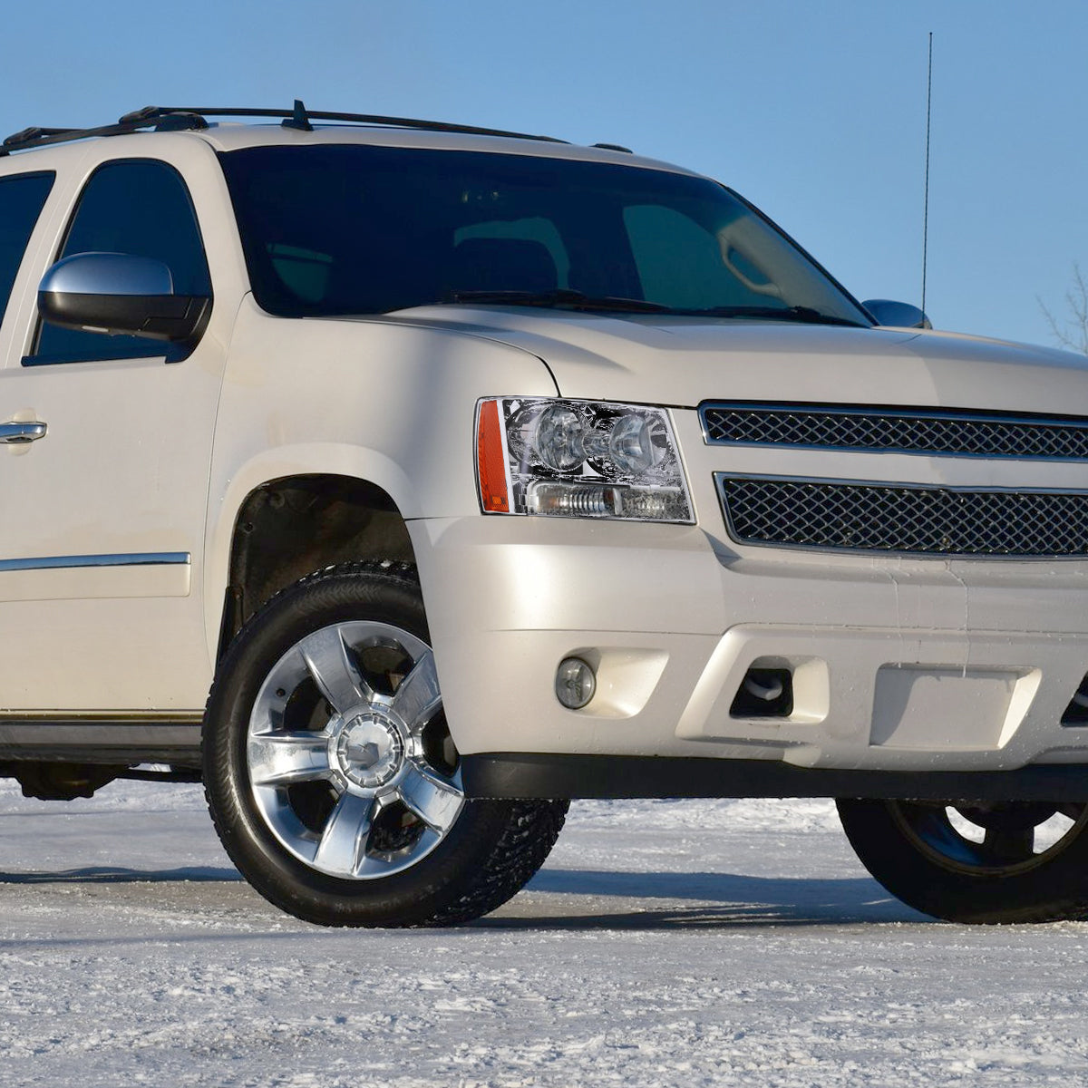 2007-2014 Chevrolet Avalanche/Tahoe/Suburban Factory Style Headlights (Chrome Housing/Clear Lens)