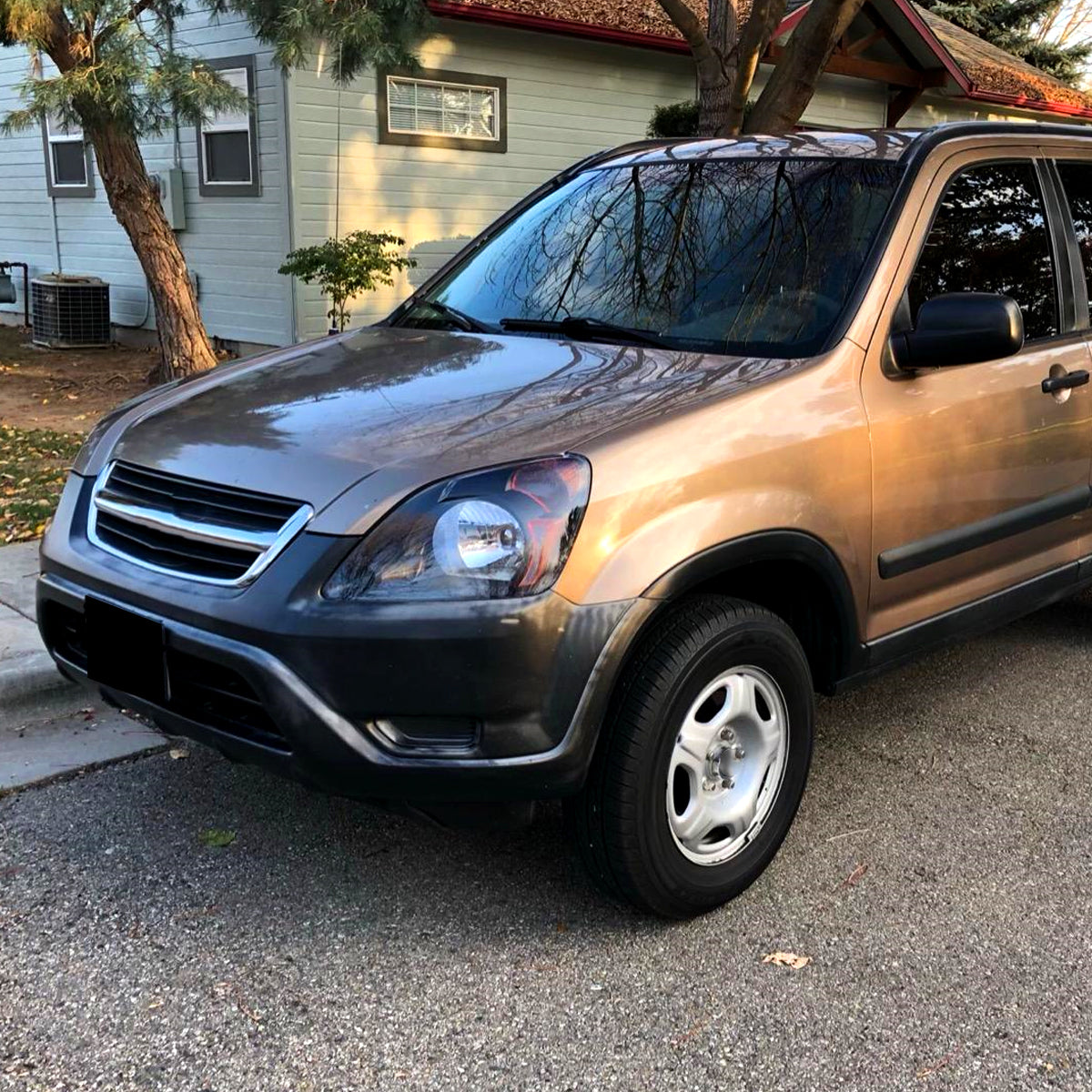 2002-2004 Honda CR-V Factory Style Headlights with Amber Reflector (Matte Black Housing/Clear Lens)