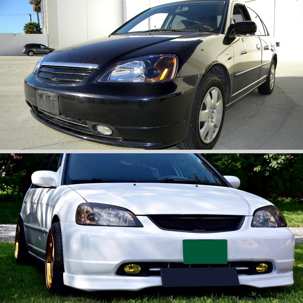 2001-2003 Honda Civic Factory Style Headlights (Matte Black Housing/Clear Lens)