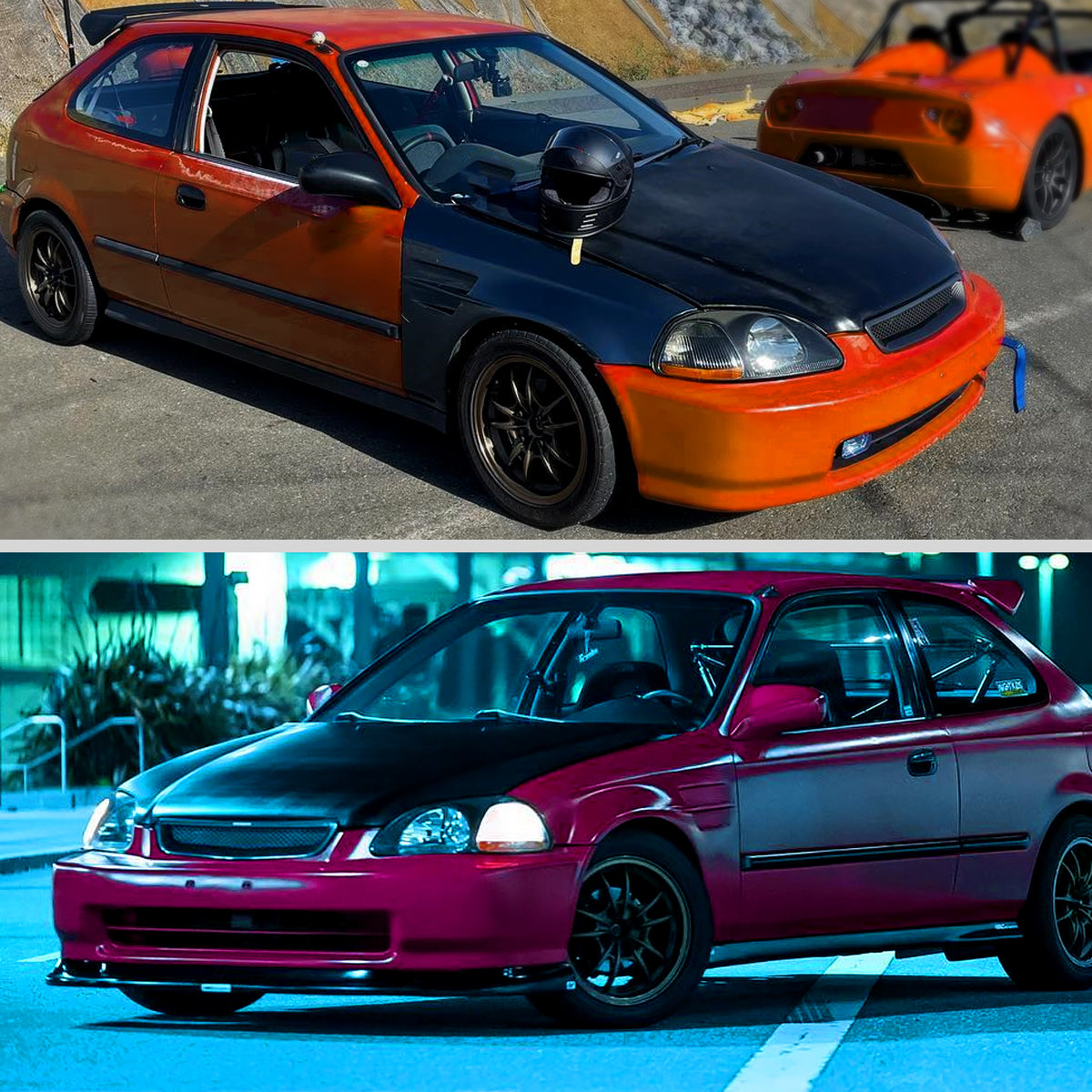 1996-1998 Honda Civic Factory Style Crystal Headlights (Matte Black Housing/Clear Lens)