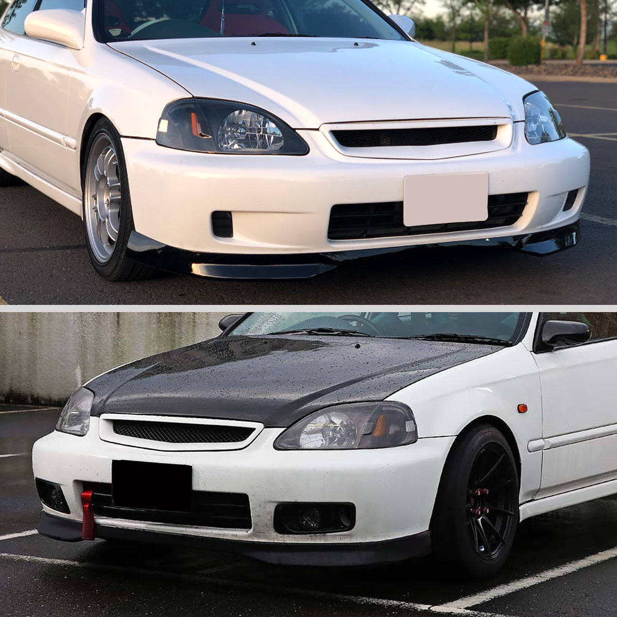 1999-2000 Honda Civic Crystal Headlights w/ Amber Reflector (Matte Black Housing/Clear Lens)