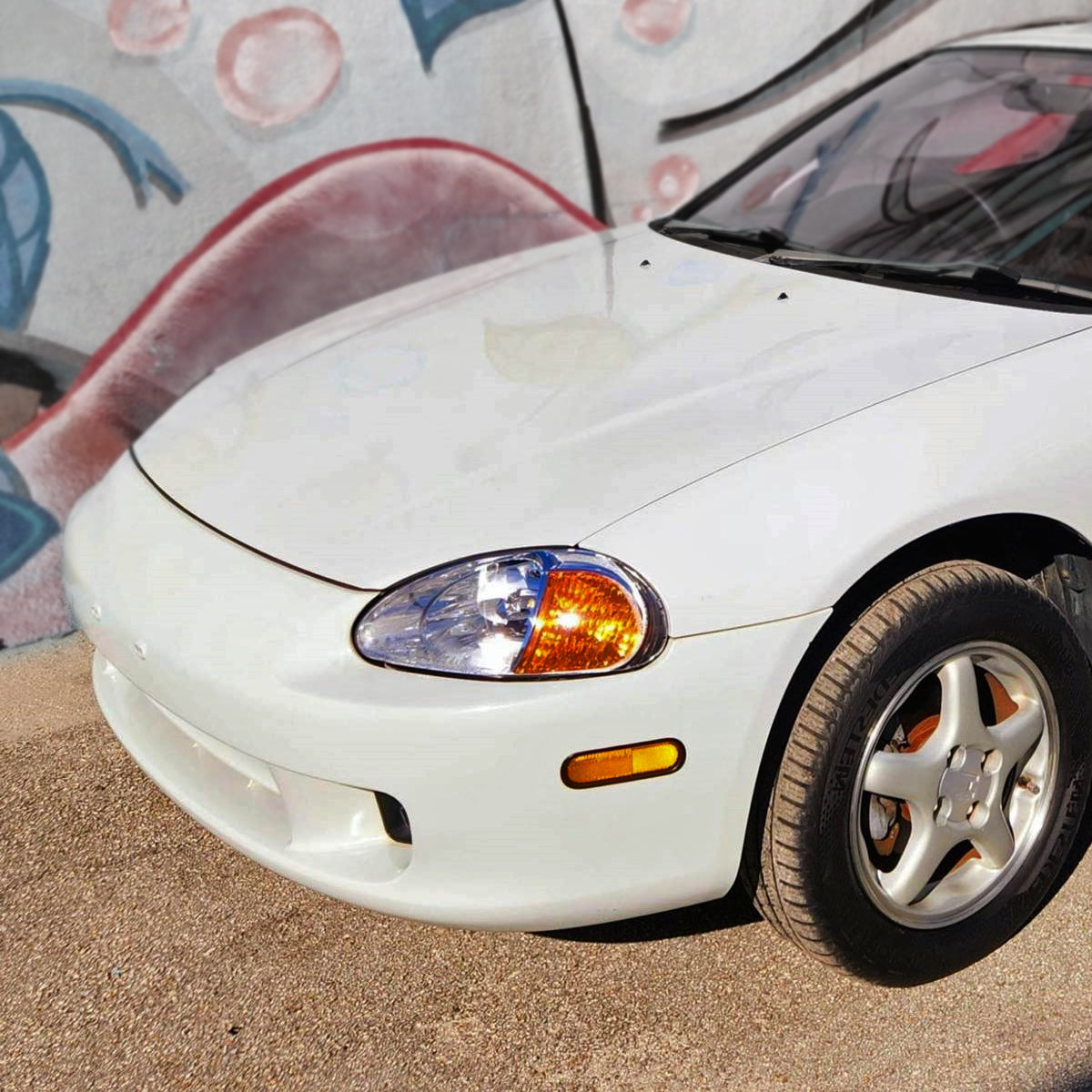 1993-1997 Honda Del Sol Crystal Headlights w/ Amber Reflector (Chrome Housing/Clear Lens)