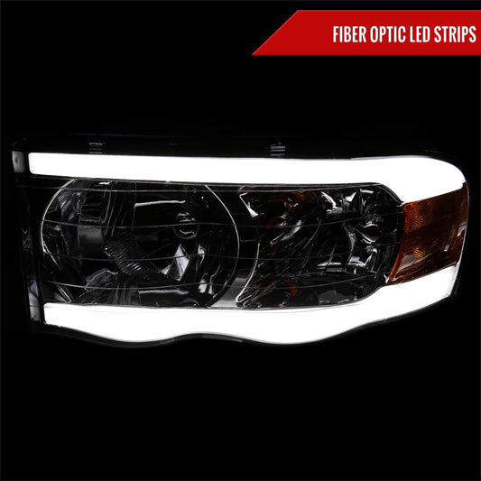 2002-2005 Dodge RAM 1500 /2003-2005 Dodge RAM 2500/3500 LED Tube Factory Style Headlights (Chrome Housing/Smoked Lens)