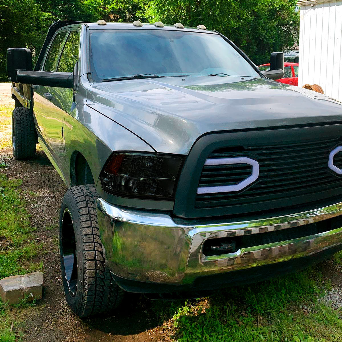 2009-2018 Dodge RAM 1500 / 2019-2021 RAM Classic / 2010-2018 RAM 2500 3500 Factory Quad Style Headlights (Chrome Housing / Smoked Lens)
