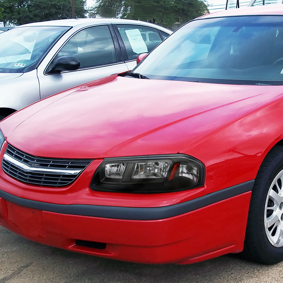 2000-2005 Chevrolet Impala Crystal Headlights w/ SMD LED Light Strip (Matte Black Housing/Clear Lens)