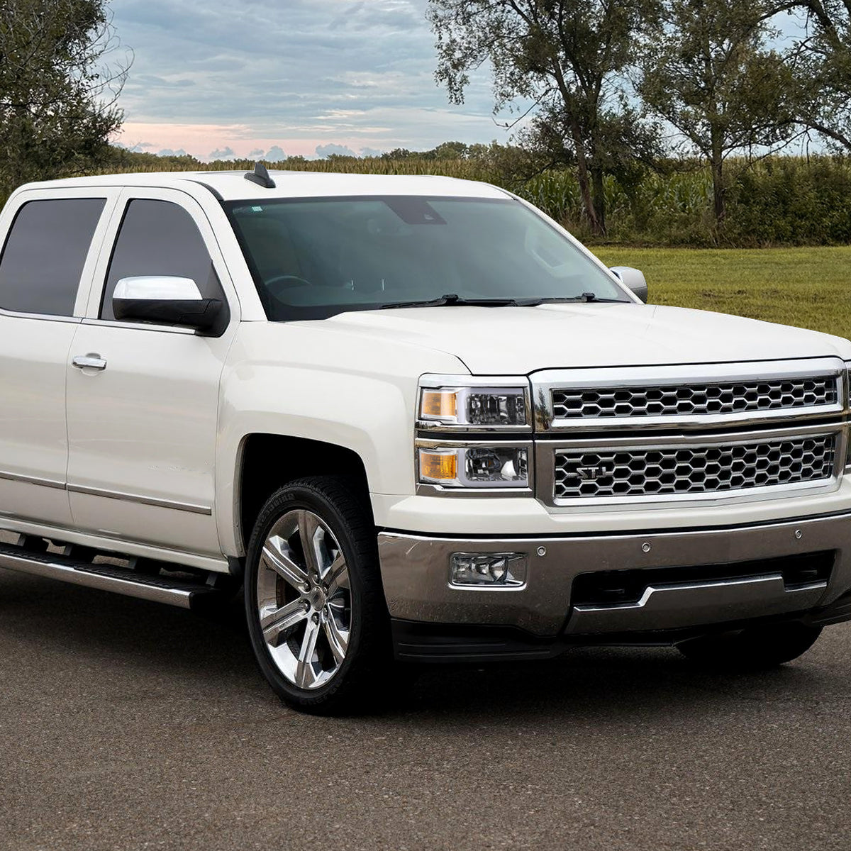 2014-2015 Chevrolet Silverado 1500 LED Bar Factory Style Headlights (Chrome Housing/Clear Lens)