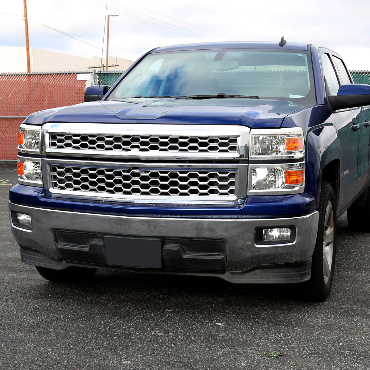 2014-2015 Chevrolet Silverado 1500 Factory Style Headlights w/ Amber Reflectors (Chrome Housing/Clear Lens)