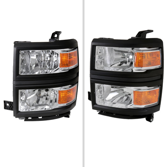 2014-2015 Chevrolet Silverado 1500 Factory Style V2 Headlights (Chrome Housing/Clear Lens)