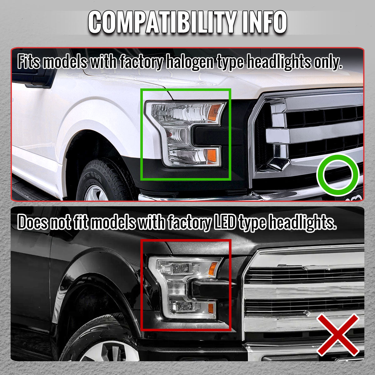 2015-2017 Ford F-150 LED Projector Headlights w/ LED DRL Light Bar (Black Housing / Clear Lens)