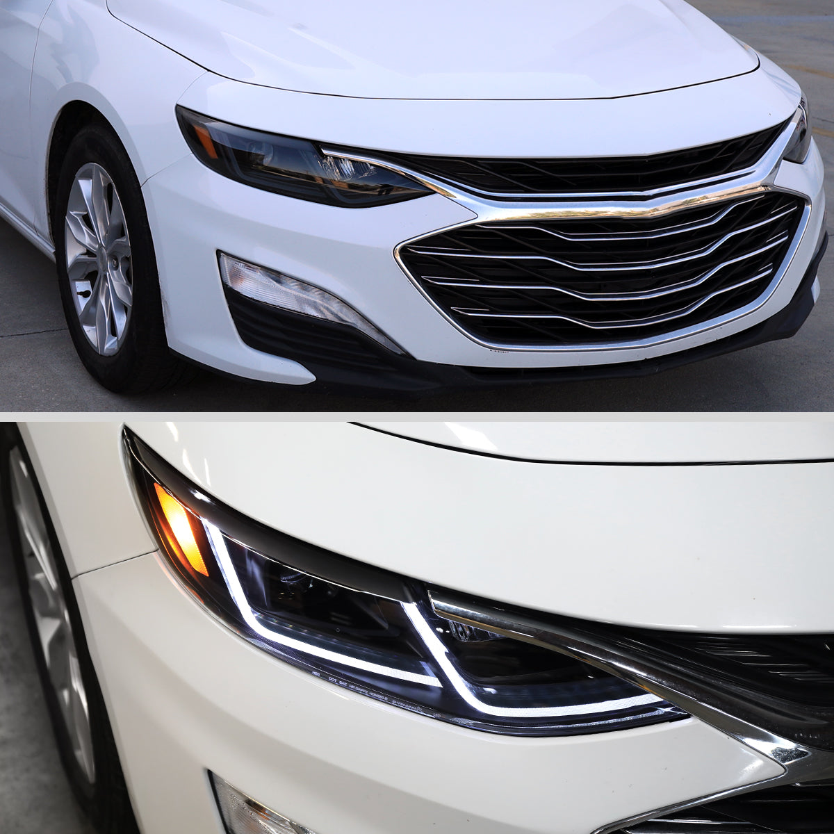 2019-2024 Chevrolet Malibu Full LED Projector Headlights Switchback Sequential Turn Signal (Matte Black Housing/Smoked Lens)