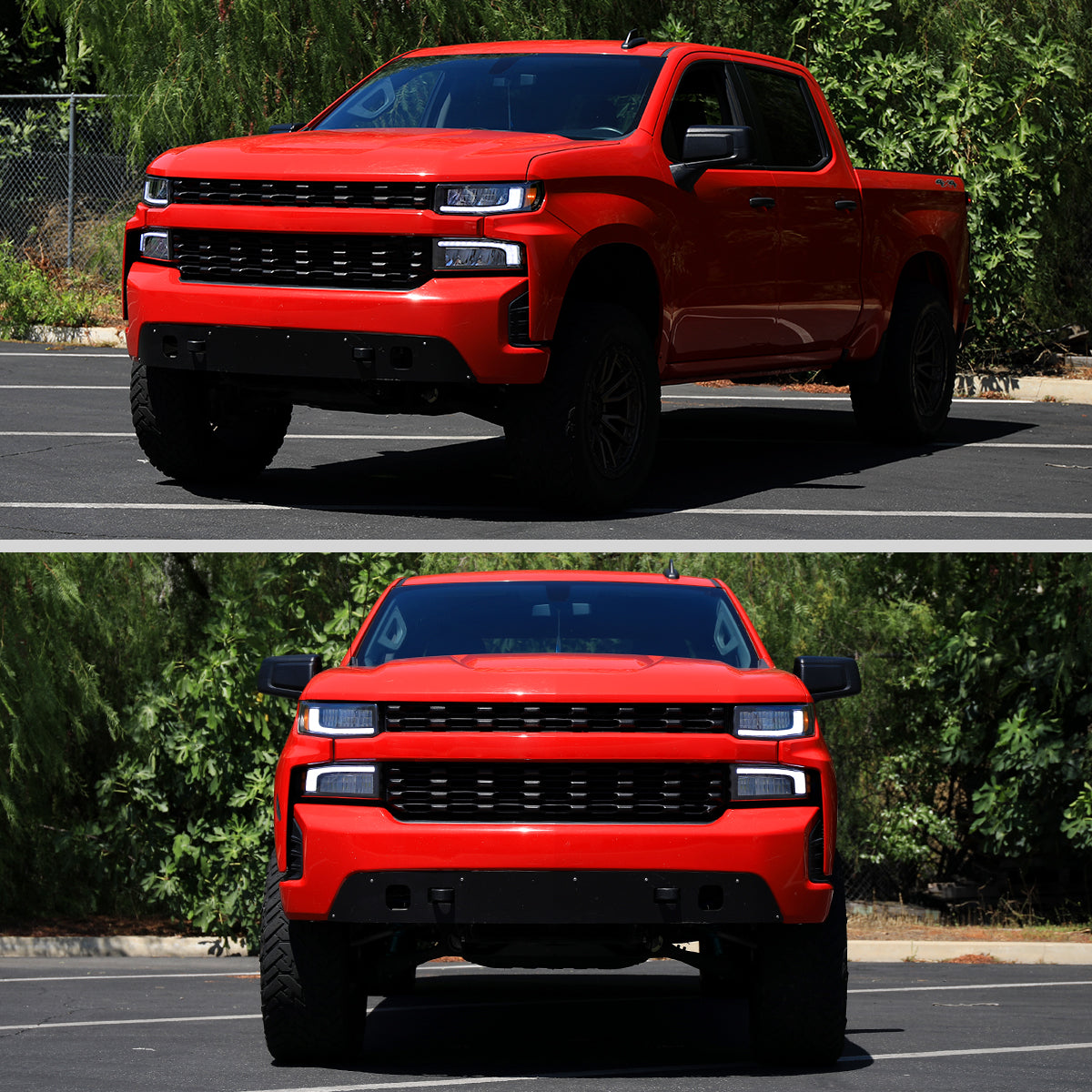 2019-2021 Chevrolet Silverado 1500 Full LED Projector Headlights with Sequential LED Turn Signal (Matte Black Housing/Clear Lens)