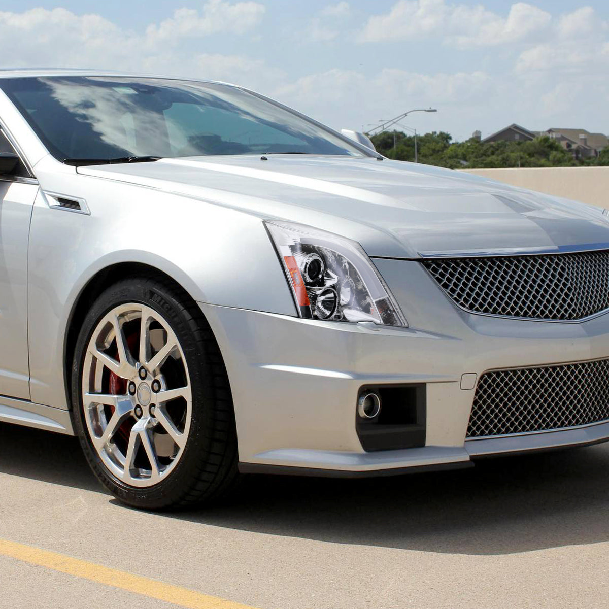 2008-2014 Cadillac CTS Switchback Sequential LED Bar Projector Headlights (Chrome Housing/Clear Lens)