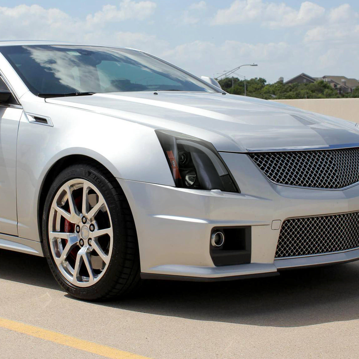 2008-2014 Cadillac CTS Switchback Sequential LED Bar Projector Headlights (Matte Black Housing/Smoked Lens)
