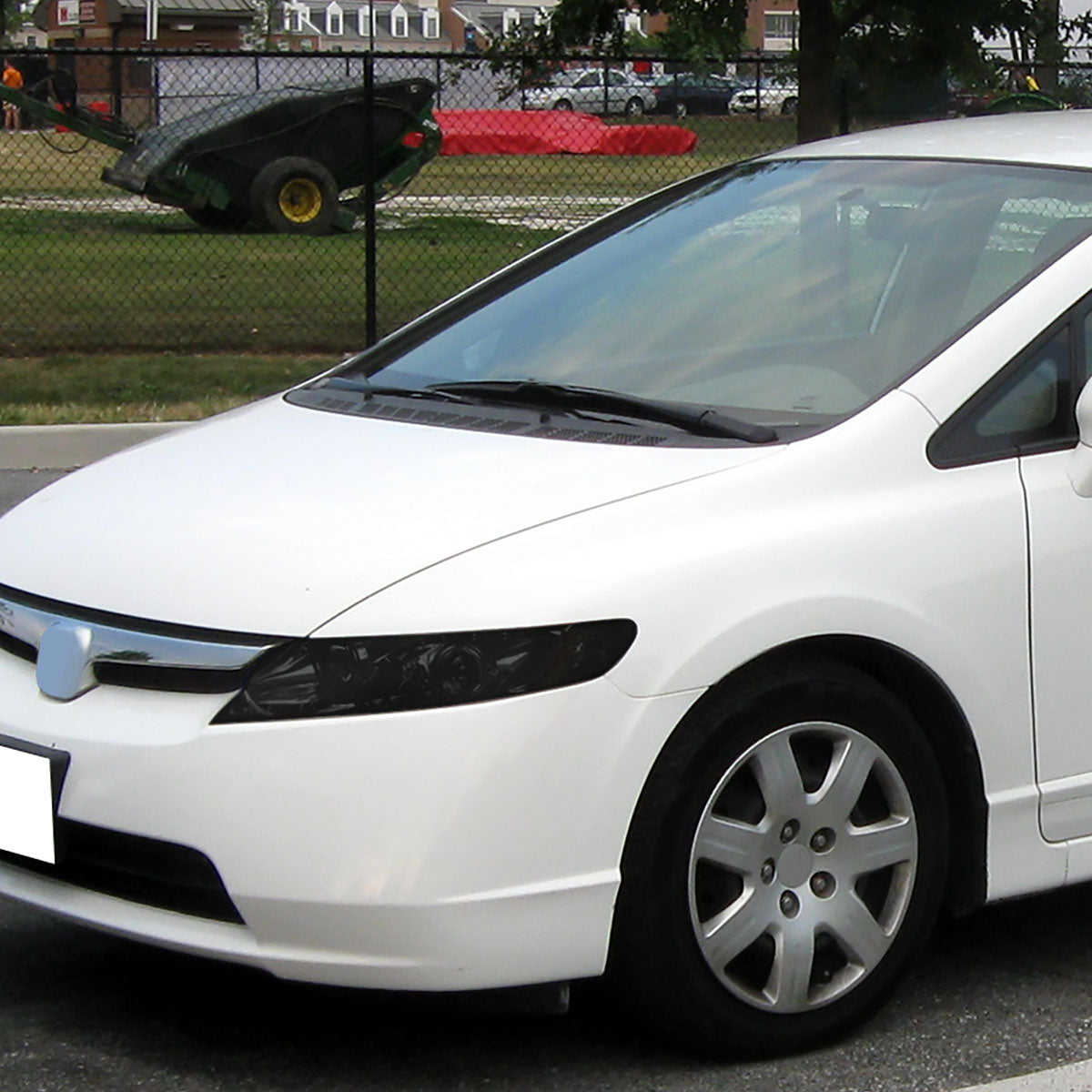 2006-2011 Honda Civic Sedan Projector Headlights w/ R8 Style LED Light Strip (Chrome Housing/Smoked Lens)