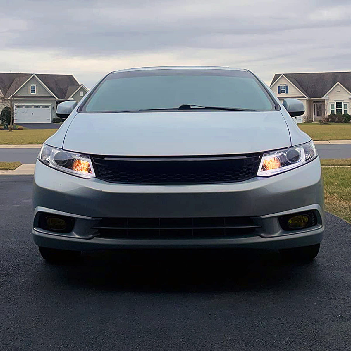 2012-2013 Honda Civic Coupe/ 2012-2015 Civic Sedan LED Bar Projector Headlights (Chrome Housing/Clear Lens)