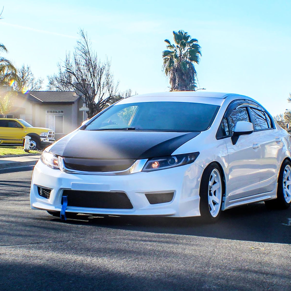 2012-2013 Honda Civic Coupe/ 2012-2015 Civic Sedan LED Bar Projector Headlights (Glossy Black Housing/Smoked Lens)