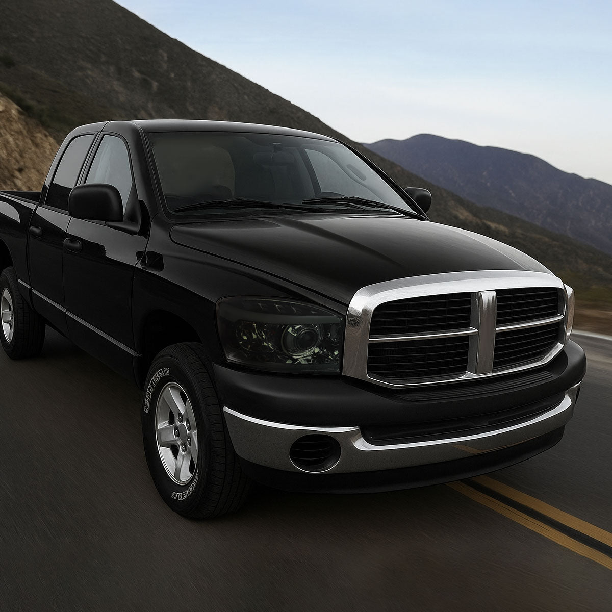2006-2008 Dodge RAM 1500/ 2006-2009 Dodge RAM 2500/3500 LED Tube Projector Headlights (Chrome Housing/Smoked Lens)