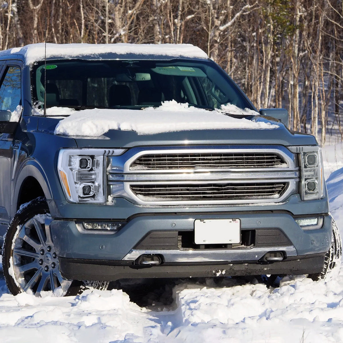 2021-2023 Ford F-150 Projector Headlight w/ Switchback Sequential Turn Signal LED Bar (Chrome Housing / Clear Lens)