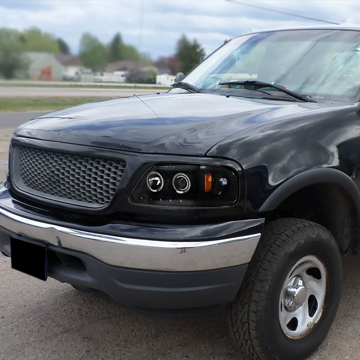 1997-2004 Ford F-150 / 1997-2002 Expedition Dual Halo Projector Headlights (Jet Black Housing/Clear Lens)
