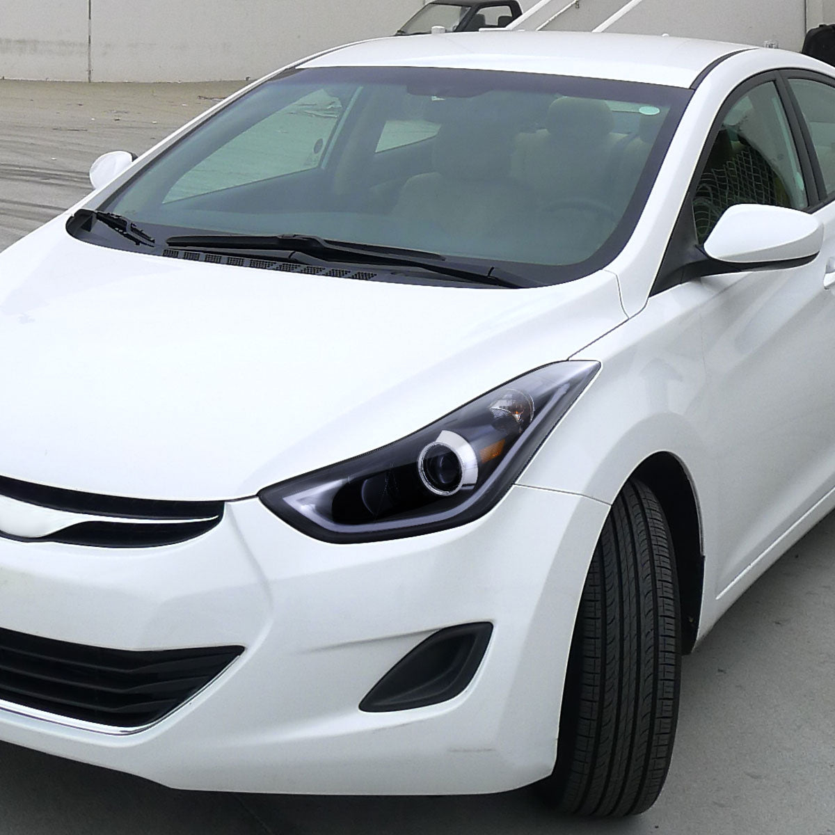 2011-2013 Hyundai Elantra Projector Headlights w/ LED Bar (Glossy Black Housing/Smoked Lens)