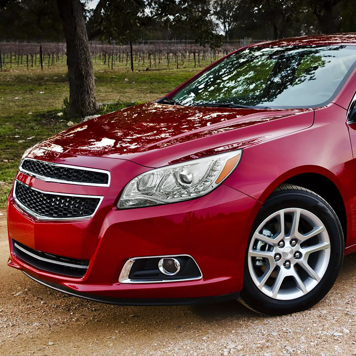 2013-2015 Chevrolet Malibu Projector Headlights w/ LED Light Strip (Chrome Housing/Clear Lens)